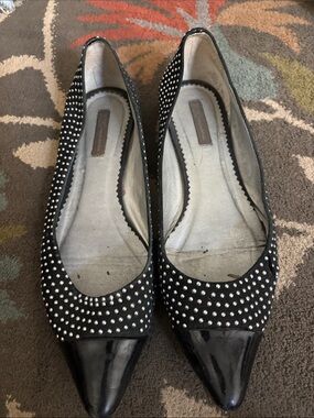 BCBG Black Pointed Toe Studded Flats